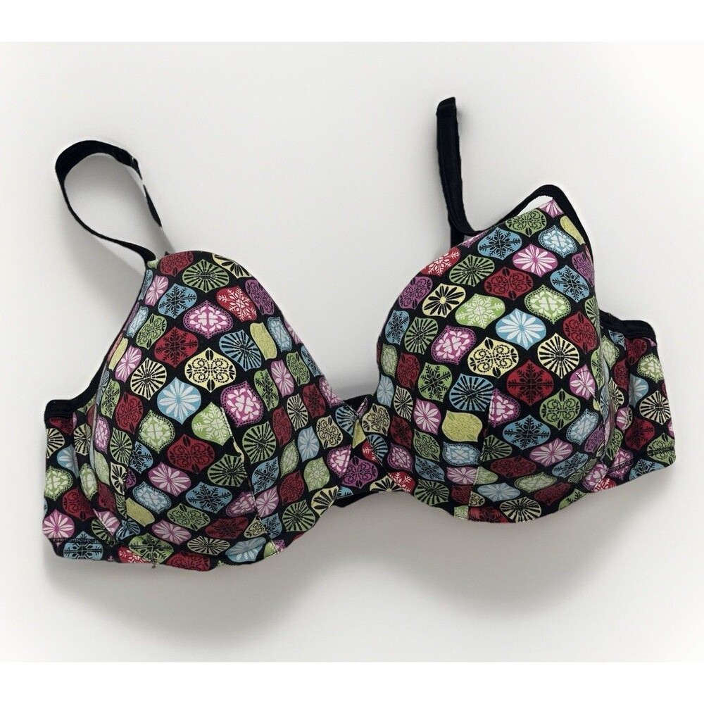 Lane Bryant Cacique Holiday Ornaments Cotton T-shirt Bra 42 DDD Multicolor